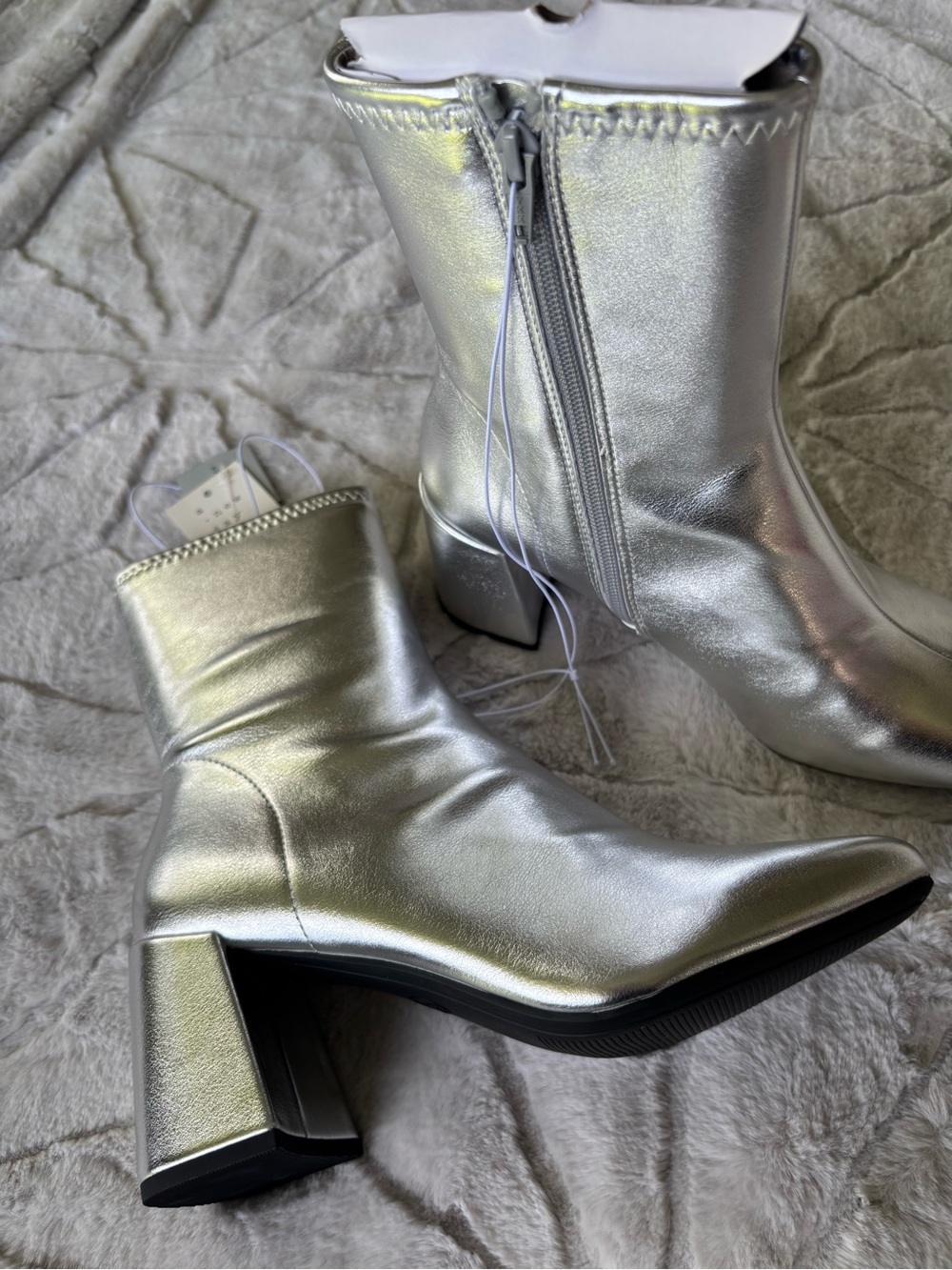 a new day Silver Metallic Block Heel Ankle Booties - Picture 4 of 8